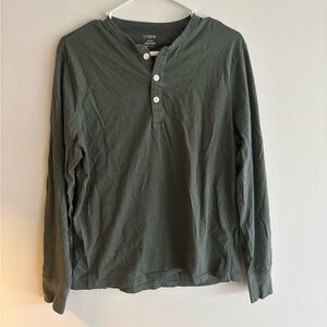 J. Crew Men’s Olive Long Sleeve Henley Top - Size: Medium